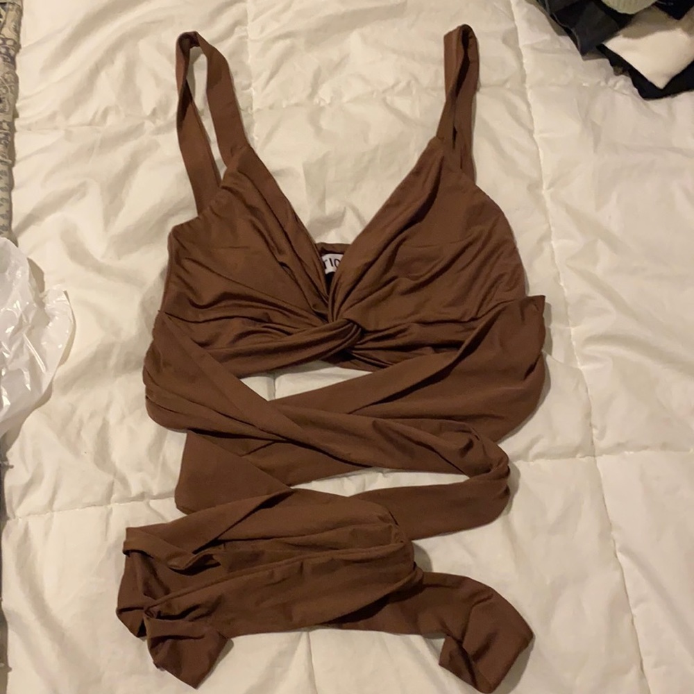 WickedFash going out wrap top tank top tie back twist front